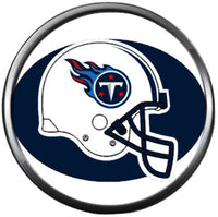 NFL Football Fan Tennessee Titans White Leather Bracelet W/ Blue Logo & Helmet 18MM - 20MM Snap Charms