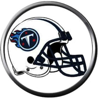 NFL Football Fan Tennessee Titans Blue Leather Bracelet W/ Logo And Helmet 18MM - 20MM Snap Charms