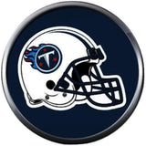 NFL Football Fan Tennessee Titans White Leather Bracelet W/ Circle Logo & Blue Helmet 18MM - 20MM Snap Charms