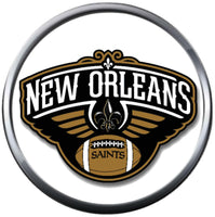 New Orleans Saints Shield And Logo Bracelet NFL Football Fan Team Spirit Brown Leather W/2 18MM - 20MM Snap Charms