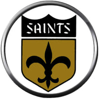 NFL New Orleans Saints Bracelet NFL Football Fan White Leather Girl Loves Saints Shield W/2 18MM - 20MM Snap Charms