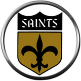 NFL New Orleans Saints Bracelet NFL Football Fan White Leather Girl Loves Saints Shield W/2 18MM - 20MM Snap Charms