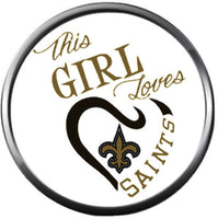 NFL New Orleans Saints Bracelet NFL Football Fan White Leather Girl Loves Saints Shield W/2 18MM - 20MM Snap Charms