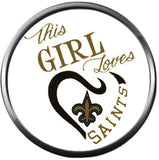 NFL New Orleans This Girl Loves The Saints Logo Bracelet Football Fan Brown Leather W/2 18MM - 20MM Snap Charms