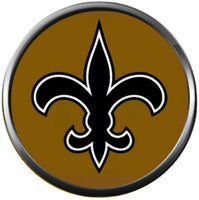 NFL Logo New Orleans Saints Bracelet NFL Football Fan White Leather W/2 18MM - 20MM Snap Charms