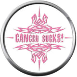 Breast Cancer Sucks Awareness Snaps On Pink Leather Bracelet W/2 Snap Jewelry Charms New Item