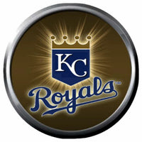 MLB Kansas City Royals Gold Leather Bracelet W/2 Logo Snap Jewelry Charms New Item