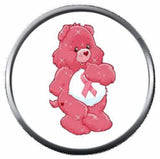 Care Bear Breast Cancer Awareness Ribbon Pink Leather Bracelet W/2 Snap Jewelry Charms New Item