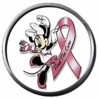 Minnie Mouse Breast Cancer Awareness Snaps On Pink Leather Bracelet W/2 Snap Jewelry Charms New Item