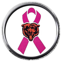 Breast Cancer Awareness NFL Chicago Bears Pink Leather Bracelet W/2 Snap Jewelry Charms New Item