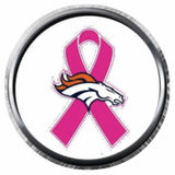 Breast Cancer Awareness NFL Denver Broncos Pink Leather Bracelet W/2 Snap Jewelry Charms New Item