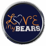 NFL I Love Chicago Bears Orange Leather Bracelet W/2 Football Logo Snap Jewelry Charms New Item