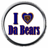 NFL I Love Chicago Bears Orange Leather Bracelet W/2 Football Logo Snap Jewelry Charms New Item