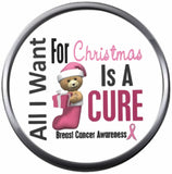 Breast Cancer Awareness Ribbon Christmas Cure Pink Leather Bracelet W/2 Snap Jewelry Charms New Item