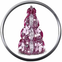 Breast Cancer Awareness Christmas Tree Believe Fight Pink Leather Bracelet W/2 Snap Jewelry Charms New Item