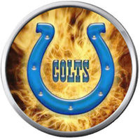 NFL Flaming Blue Horseshoe & Girl Loves Her Indianapolis Colts Bracelet Brown Leather Football Fan W/2 18MM - 20MM Snap Charms