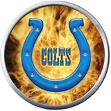 NFL Flaming Blue Horseshoe & Tribal Tattoo Art Indianapolis Colts Bracelet Brown Leather Football Fan W/2 18MM - 20MM Snap Charms