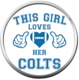 NFL Logo Horseshoe This Girl Loves Indianapolis Colts Bracelet Blue Leather Football Fan W/2 18MM - 20MM Snap Charms