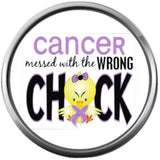 Cancer Messed With The Wrong Chick Survivor Ribbon Hope For All Cancer Support Cure Awareness 18MM - 20MM Snap Jewelry Charm