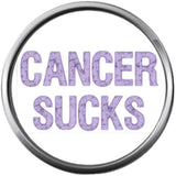 Cancer Sucks That's All Breast Cancer Support Awareness Hope For A Cure Pendant Necklace  W/2 18MM - 20MM Snap Jewelry Charms
