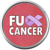 Fuck Cancer Sucks Purple Ribbon All Cancer Awareness Support Cure Pendant Necklace  W/2 18MM - 20MM Snap Charms