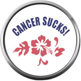 Cancer Sucks Hibiscus Purple Ribbon Breast Cancer Support Awareness Hope For A Cure Pendant Necklace  W/2 18MM - 20MM Snap Jewelry Charms