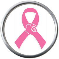 Breast Cancer Awareness Ribbon Christmas Cure Pink Leather Bracelet W/2 Snap Jewelry Charms New Item