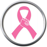Breast Cancer Awareness Ribbon Christmas Cure Pink Leather Bracelet W/2 Snap Jewelry Charms New Item