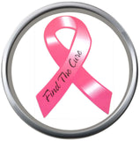 Hope Believe Find The Cure Ribbon Breast Cancer Support Awareness Pendant Necklace  W/2 18MM - 20MM Snap Jewelry Charms