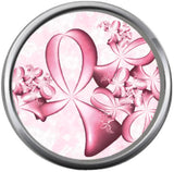 I Support A Cure Pink Ribbon Breast Cancer Support Awareness Pendant Necklace  W/2 18MM - 20MM Snap Jewelry Charms