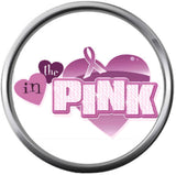 In The Pink Ribbon Hands Breast Cancer Awareness Support For A Cure For All Pendant Necklace  W/2 18MM - 20MM Snap Charms