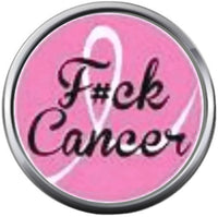 Pink F#ck Cancer And Hope Pink Ribbon Breast Cancer Awareness Support Cure Pendant Necklace  W/2 18MM - 20MM Snap Charms