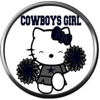NFL Dallas Cowboys Hello Kitty Silver Leather Bracelet W/2 Logo Snap Jewelry Charms New Item
