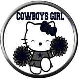 NFL Dallas Cowboys Hello Kitty Silver Leather Bracelet W/2 Logo Snap Jewelry Charms New Item