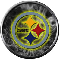 NFL Pittsburgh Steelers Bracelet Snap Logo &  Cool Smokey Logo Football Fan White Leather  W/2 18MM - 20MM Snap Charms
