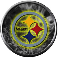 NFL Pittsburgh Steelers Bracelet Smokey & Cool Black Logo NFL Football Fan Yellow Leather  W/2 18MM - 20MM Snap Charms