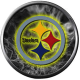 NFL Pittsburgh Steelers Bracelet Snap Logo &  Cool Smokey Logo Football Fan White Leather  W/2 18MM - 20MM Snap Charms