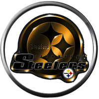 NFL Pittsburgh Steelers Gold Leather Bracelet W/2 Cool Football Logo Snap Jewelry Charms New Item