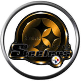 NFL Pittsburgh Steelers Gold Leather Bracelet W/2 Cool Football Logo Snap Jewelry Charms New Item