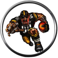 NFL Pittsburgh Steelers Bracelet Game Face & Circle Logo NFL Football Fan Brown Leather  W/2 18MM - 20MM Snap Charms