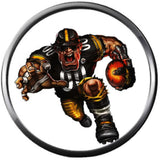 NFL Pittsburgh Steelers Bracelet Game Face & Circle Logo NFL Football Fan Brown Leather  W/2 18MM - 20MM Snap Charms