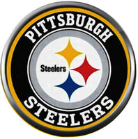 NFL Pittsburgh Steelers Bracelet Steely McBeam &  Circle Logo Football Fan White Leather  W/2 18MM - 20MM Snap Charms