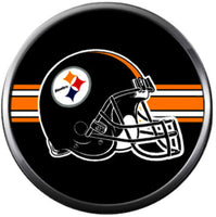NFL Pittsburgh Steelers Bracelet Game Face &  Helmet Logo Football Fan White Leather  W/2 18MM - 20MM Snap Charms