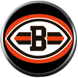 NFL Cleveland Browns Orange Leather Bracelet W/2 Football Logo Dawg Pound Snap Jewelry Charms New Item