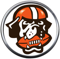 NFL Cleveland Browns Orange Leather Bracelet W/2 Football Logo Dawg Pound Snap Jewelry Charms New Item