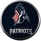 NFL New England Patriots White Leather Football Fan Blue Man & Massachusetts Bracelet W/2 18MM - 20MM Snap Charms
