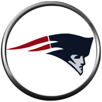 NFL New England Patriots Football Fan Red Leather Bracelet W/ Logo & Red Logo 18MM - 20MM Snap Charms
