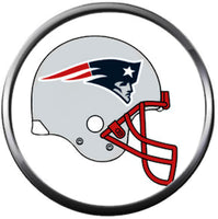 NFL Football Fan New England Patriots Red Leather Bracelet W/ Blue Logo & Helmet 18MM - 20MM Snap Charms