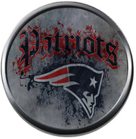 NFL Football Fan New England Patriots Blue Leather Bracelet W/ Cool Logo Patriot 18MM - 20MM Snap Charms