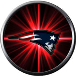 NFL Football Fan New England Patriots Blue Leather Bracelet W/ Burst & Man Logo 18MM - 20MM Snap Charms